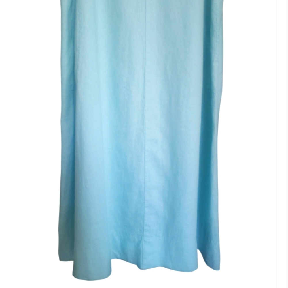 J.jill Love Linen 100% Linen Sleeveless Midi Shift Dress Light Pastel Blue VNeck - Picture 8 of 17